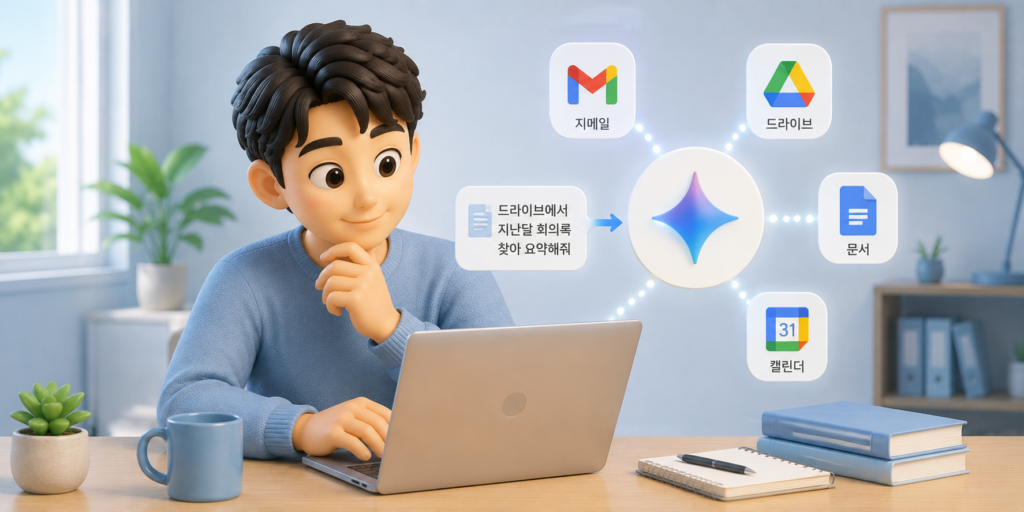지메일·드라이브·문서·캘린더와 연동해 업무를 한 번에 처리하는 제미나이의 구글 생태계 강점을 보여주는 이미지
