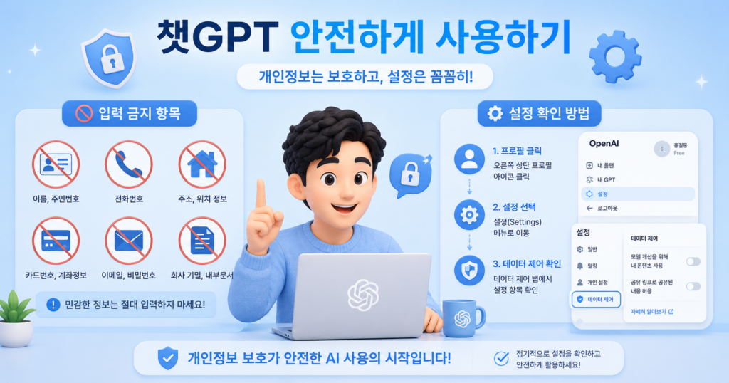 챗GPT 개인정보 입력 금지 항목과 설정 확인 방법