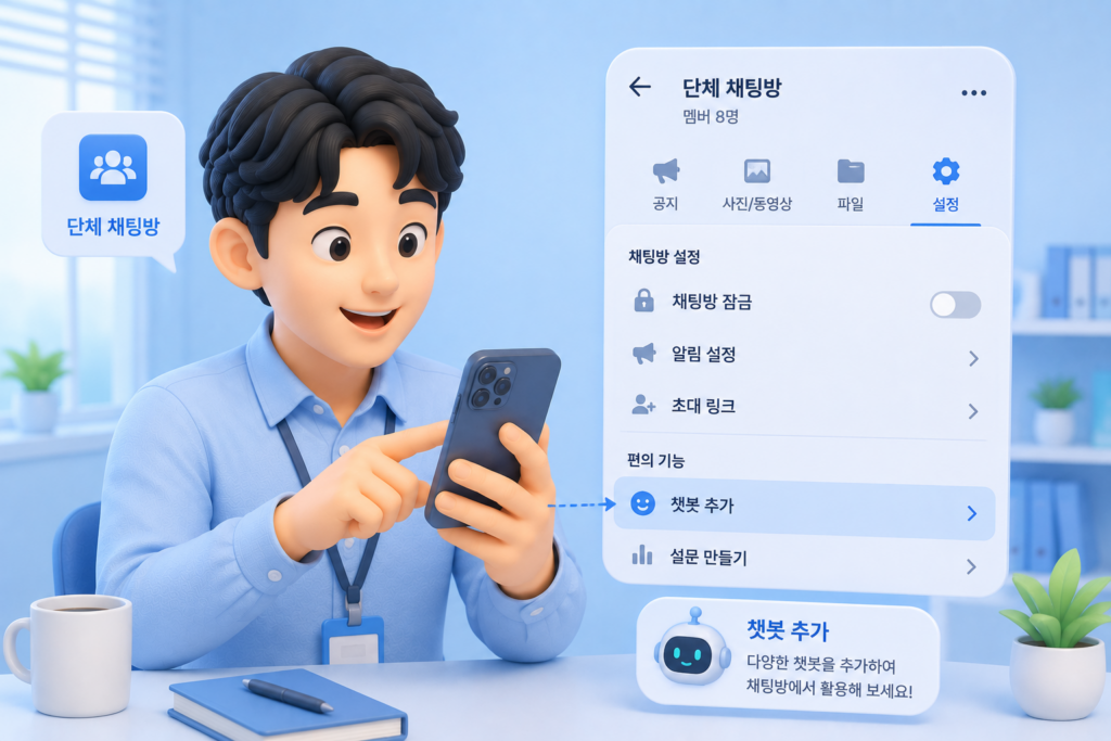 카카오톡 챗GPT 연동 채팅 탭과 단톡방 챗봇 켜는 위치