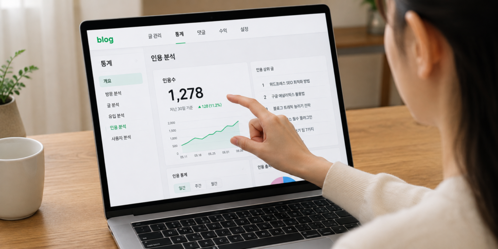 블로그 통계 화면에서 인용수 지표 살펴보기
