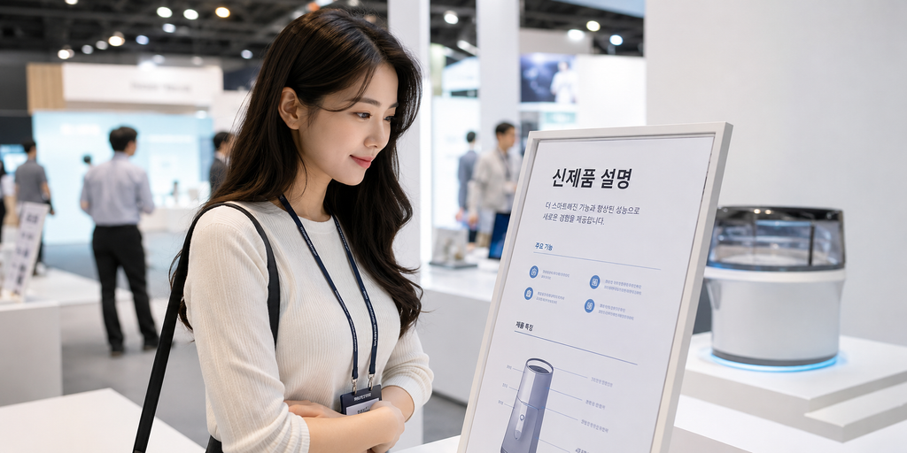 전시장에서 가전 신제품 살펴보기