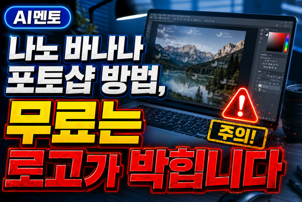 나노 바나나 포토샵 방법, 무료는 로고가 박힙니다