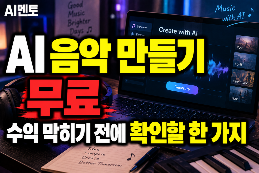 AI 음악 만들기 무료, 수익 막히기 전에 확인할 한 가지