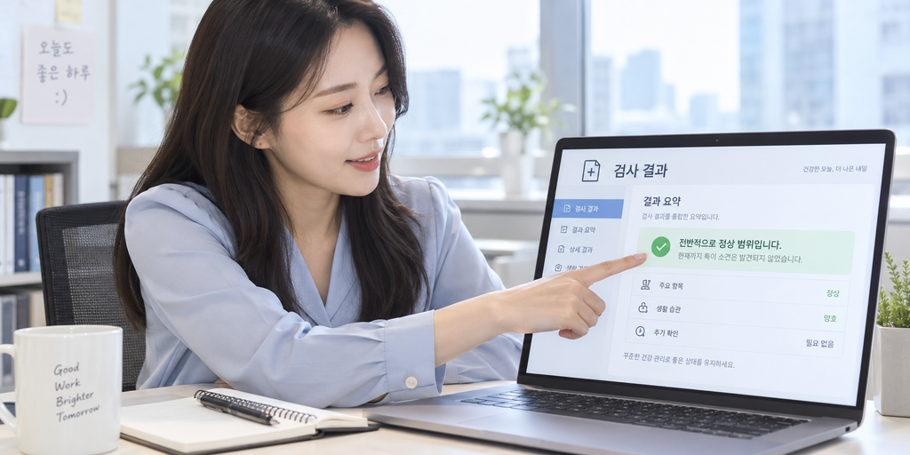 판독 결과 화면을 확인하는 모습